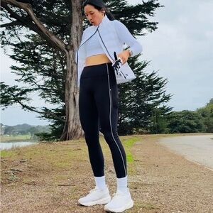 Athleta Rainier High Rise Leggings Black reflective NWT